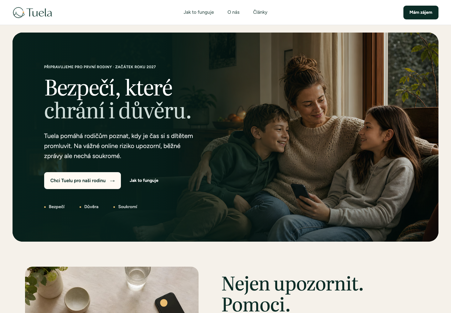 Screenshot webu Tuela