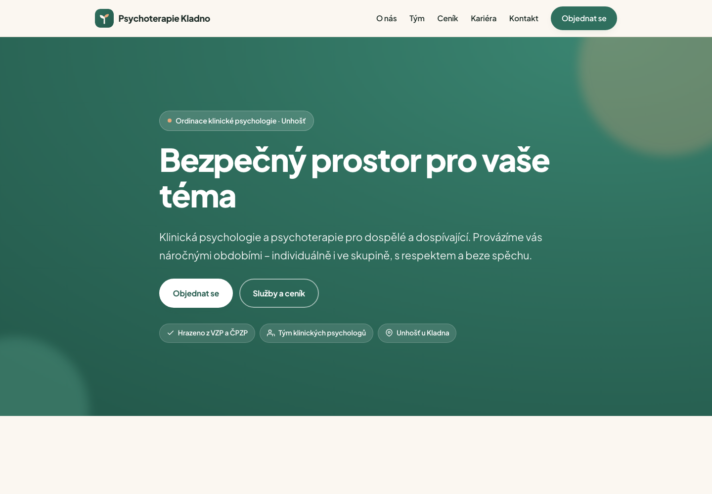 Screenshot webu Psychoterapie Kladno